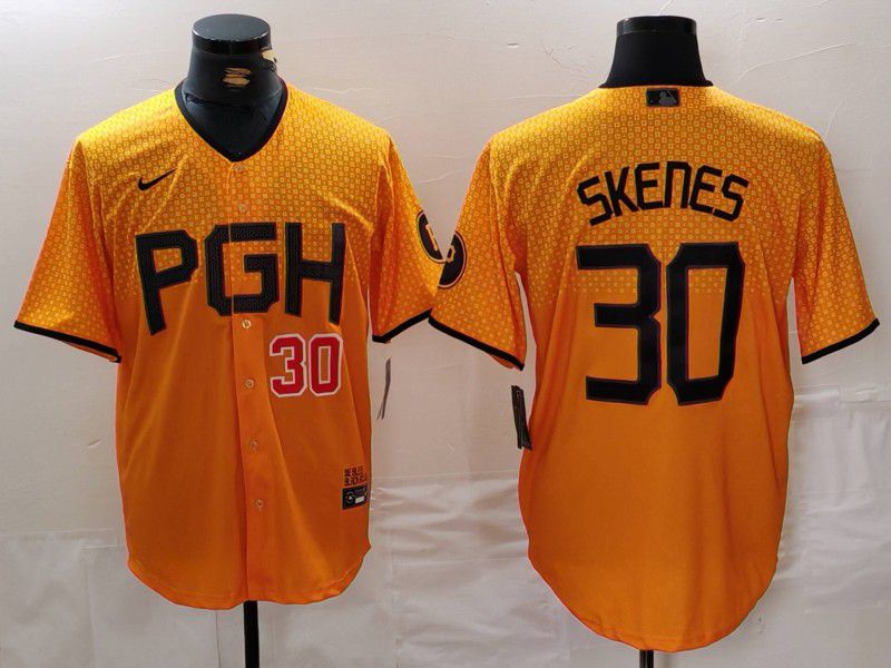 Men Pittsburgh Pirates #30 Skenes Yellow City Edition 2024 Nike MLB Jersey style 2->minnesota vikings->NFL Jersey